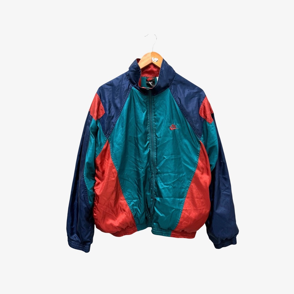 Vintage Nike Cross Training Windbreaker Jacket Colorblock Teal Navy Red Mens L